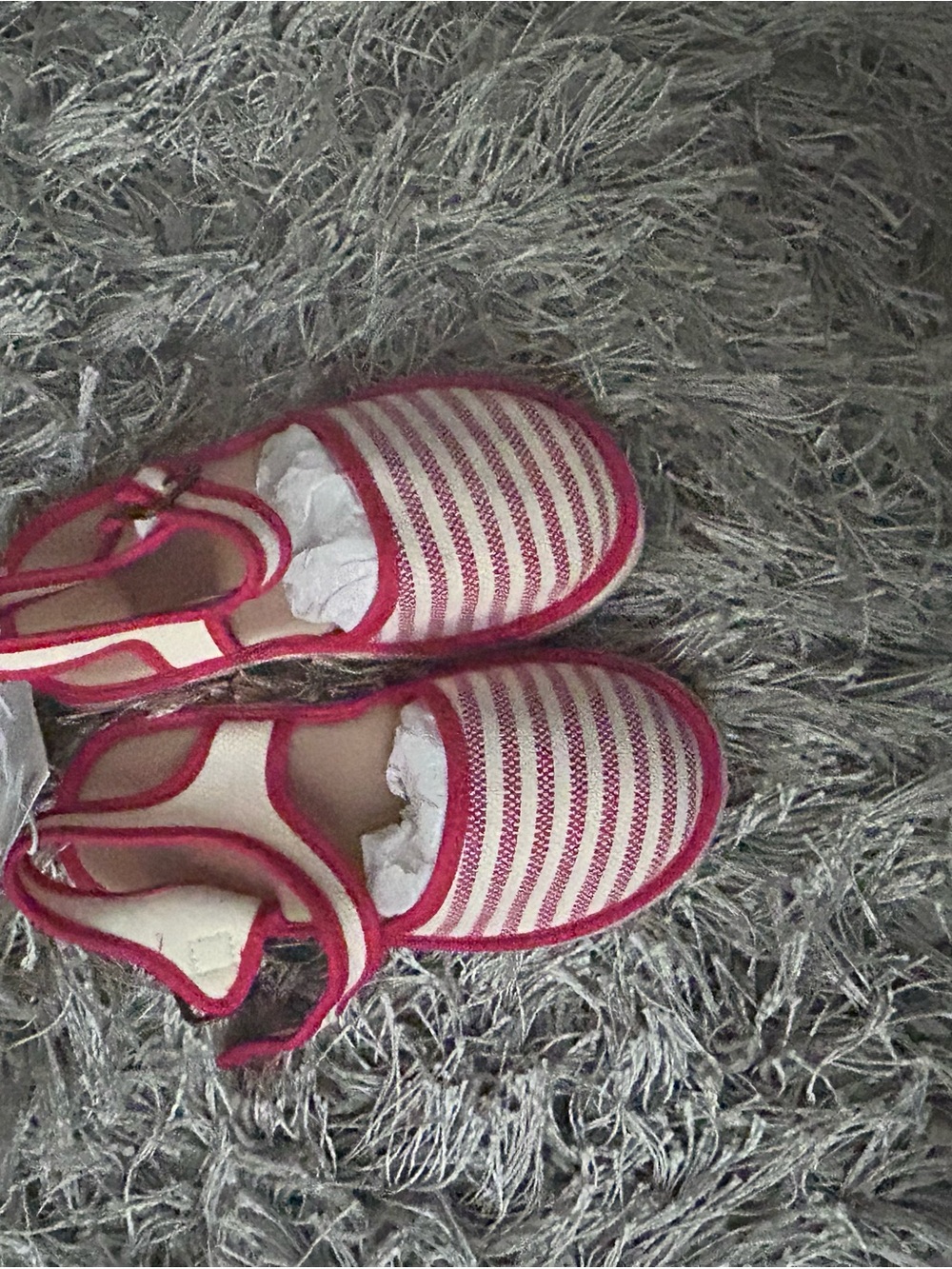 Old Navy Red and White Striped Kids Sandals with Ankle Strap